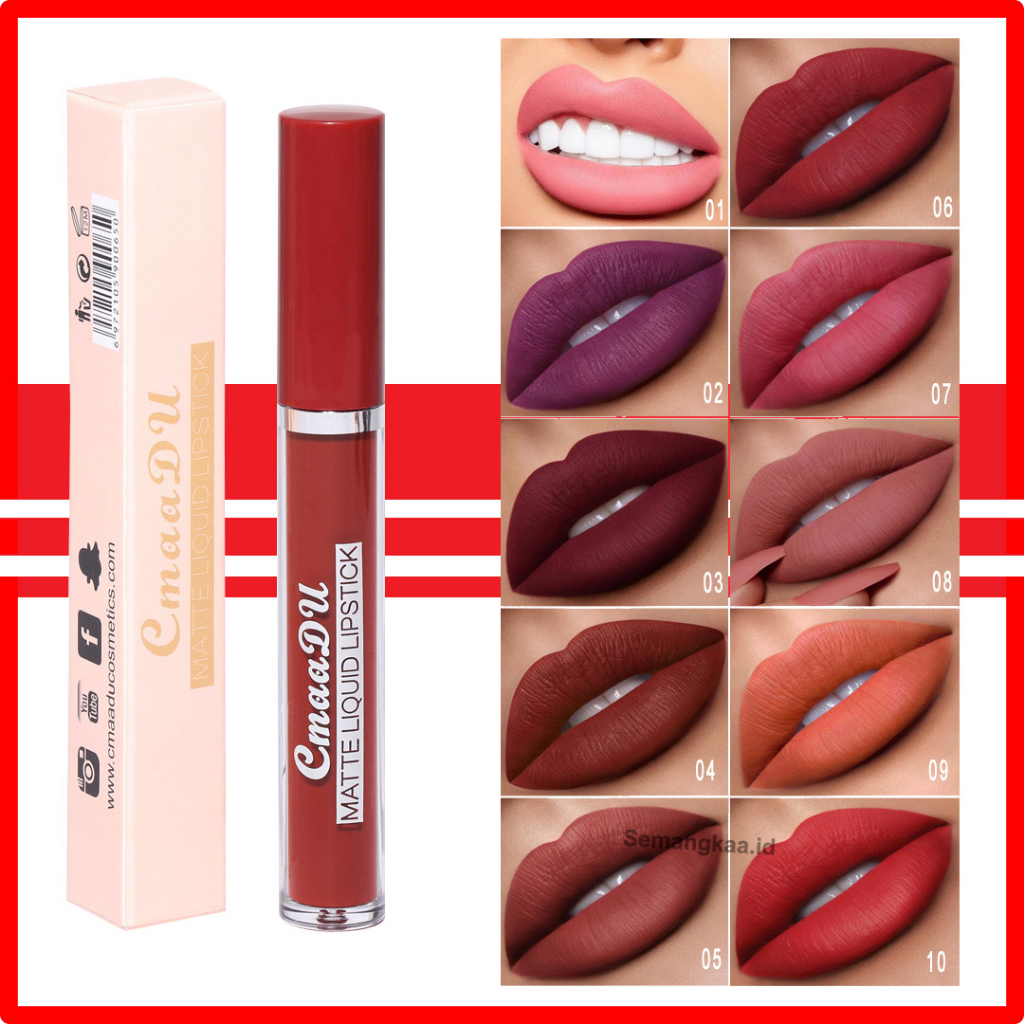 CMAADU Lipstik 10 Matte Liquid Lipstick Waterproof And Drable Long Lasting XX044