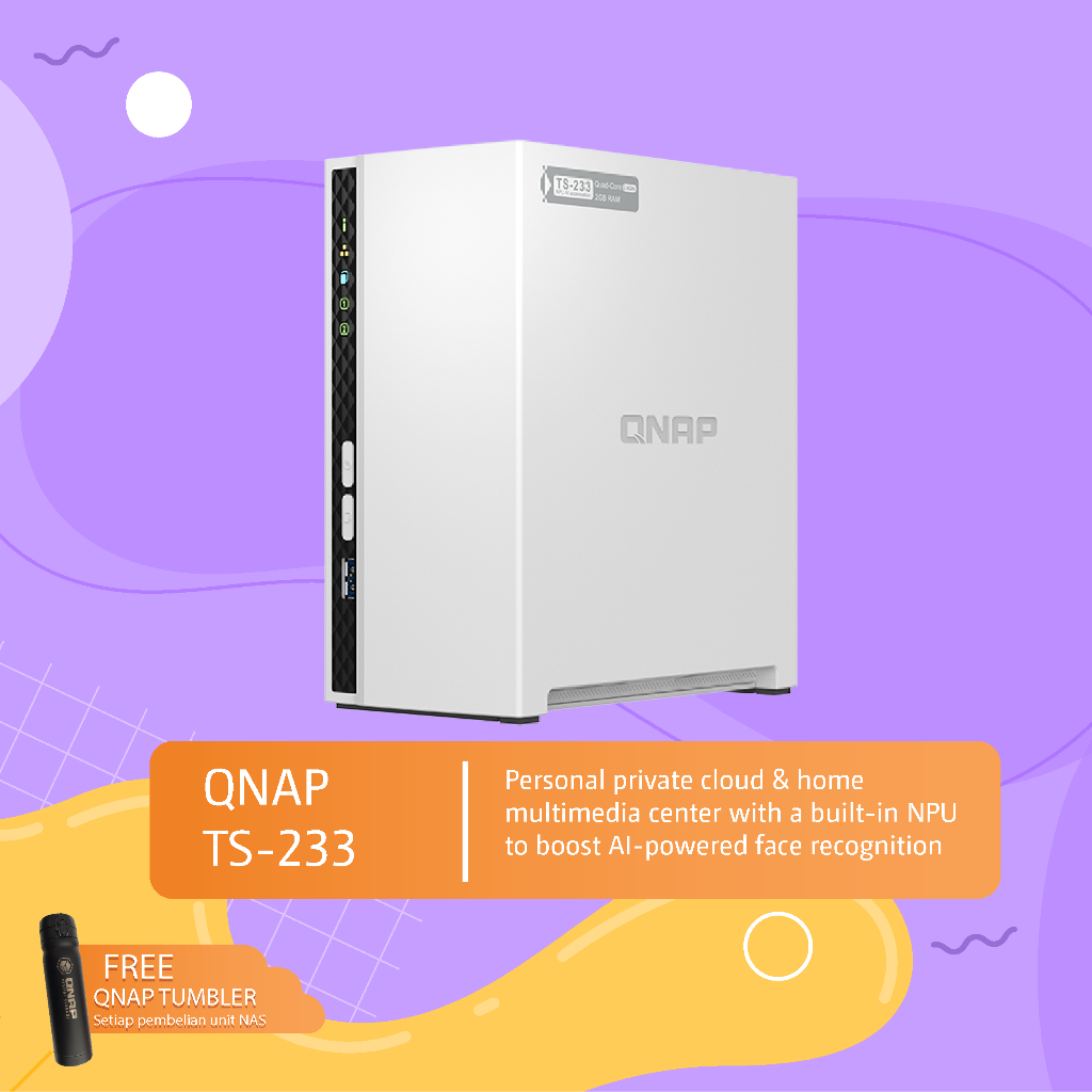 QNAP TS-233 2-Bay Home NAS Personal Private Cloud Storage TS233