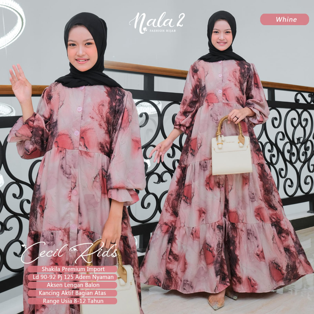 Cecil Kids Gamis Muslim Motif Remaja Fashion Muslim Original Produk By Nala