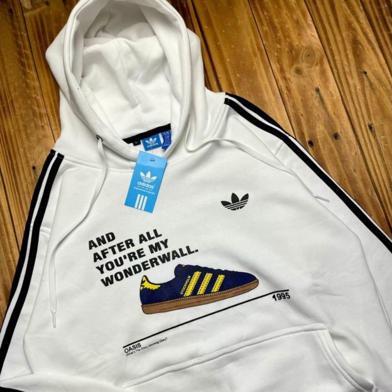 HOODIE JAKET ADIDAS x OASIS PUTIH FULLTAG &amp; LABEL