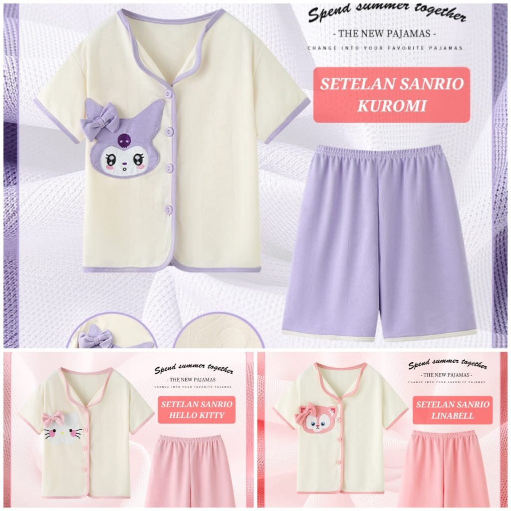 SETELAN SANRIO BAJU SANTAI ANAK CEWEK PIYAMA SANTAI ADEM SET DAILY FASHION KOREA IMPORT