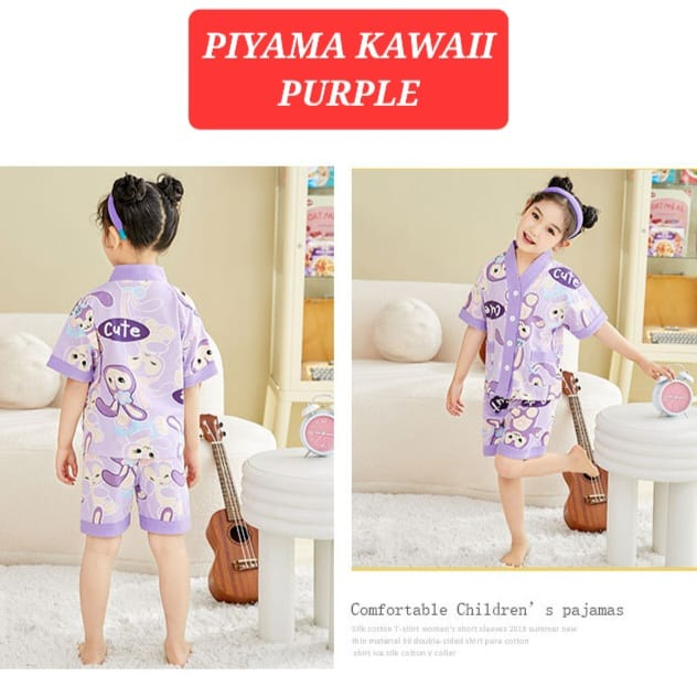 PIYAMA KAWAII BAJU TIDUR ANAK CEWEK COWOK FASHION KOREA IMPORT SETELAN SANTAI LUCU ADEM