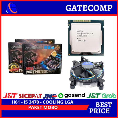 PAKET MOBO H61 &amp; Intel Core i5 3470 (Cache 6M, hingga 3,60 GHz)