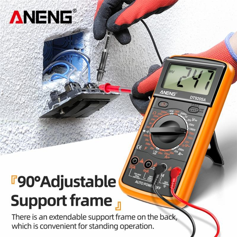 ANENG Digital Multimeter Multitester Voltage Tester with Stand - DT9205A-12 - Orange