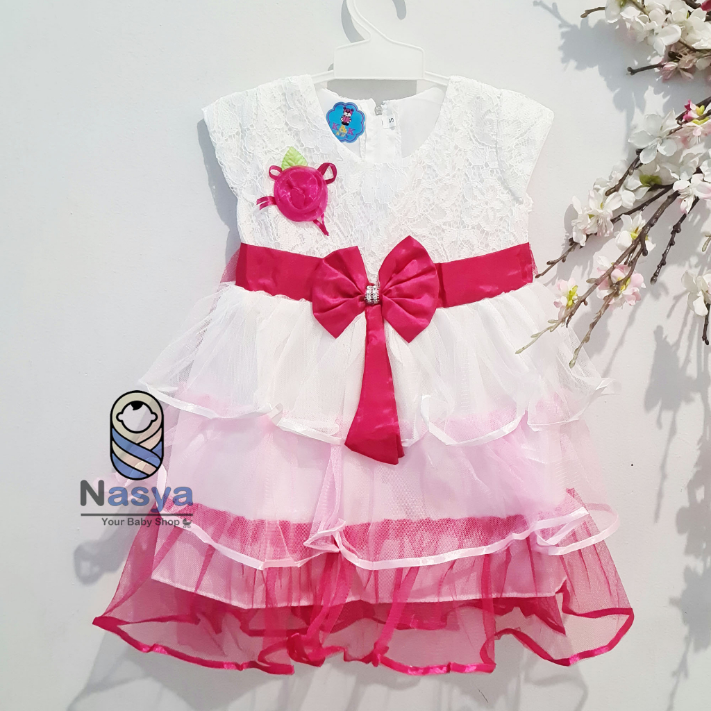 [KK-036] Gaun pesta anak / Dress bayi perempuan bahan brukat size SML (6 - 18 bulan)