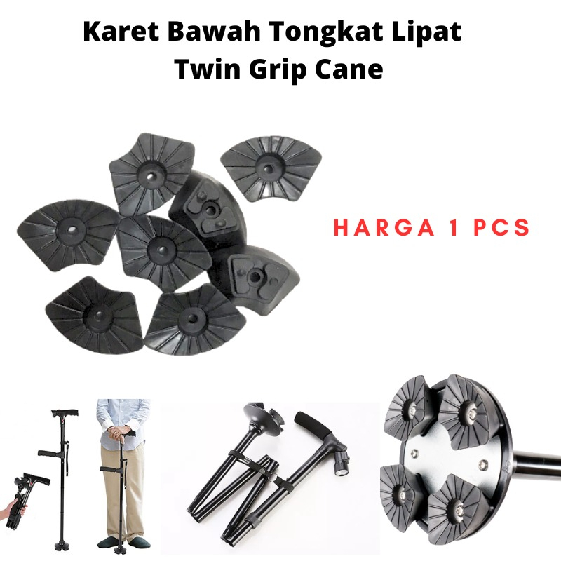 Karet Tongkat Kaki Bagian Bawah Tongkat Lipat Twin Grip Cane ( 1 pcs )