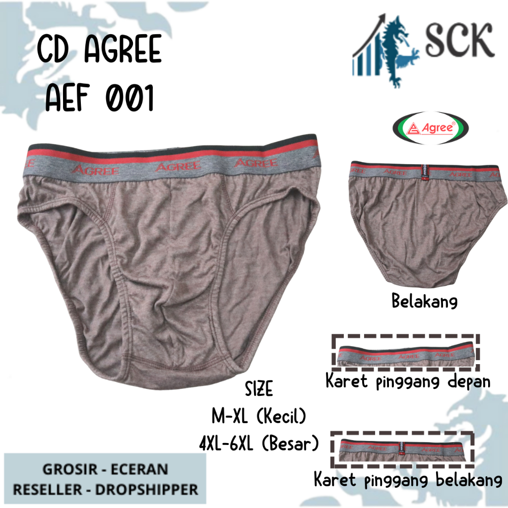 [ISI 3] Celana Dalam Olahraga Pria AGREE AEF 01 / CD Agree AEF 001 Pinggang Karet MODEL BOXER Sport  / Pakaian Dalam Cowok - sckmenwear GROSIR