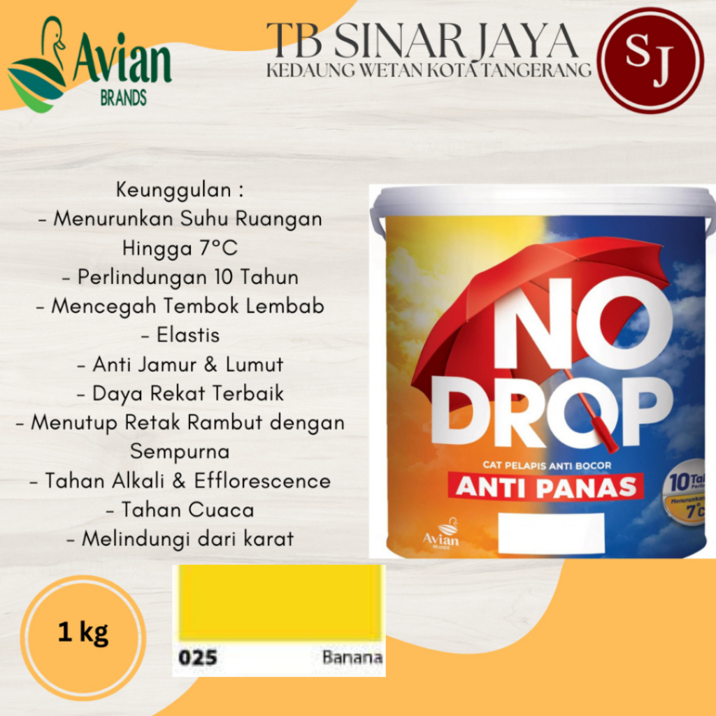 Cat Nodrop Anti Panas 1kg Cat Plapis Anti Bocor Dan Anti Panas 10 Tahun - 025 Banana