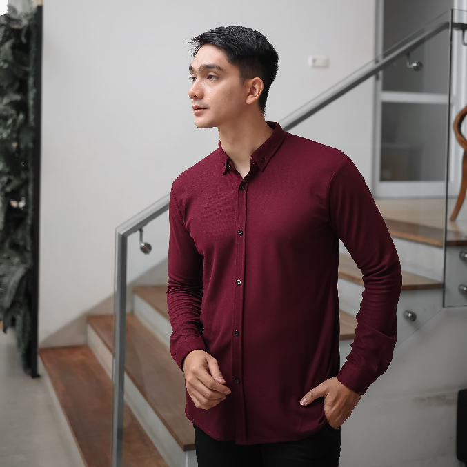 Kemeja Panjang Kemeja Polos Kemeja Slimfit Kemeja Formal Besic Kemeja Kantor Lengan Panjang Coral