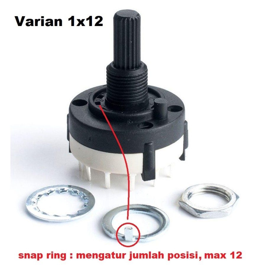 Rotary Switch Saklar Putar Sakelar Selector Selektor 1x12 2x6 Posisi