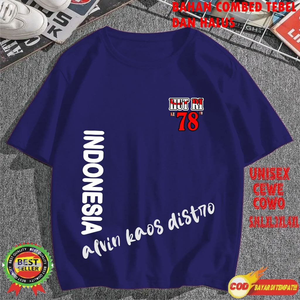 Kaos Logo HUT RI 78 INDONESIA SAMPING INDONESIA 17 AGUSTUS 1945 2022 KEMERDEKAAN INDONESIA Kaos Murah Kaos katun Kaos Bergambar Kaos Pria Dan Wanita Kaos Promo Best Seller