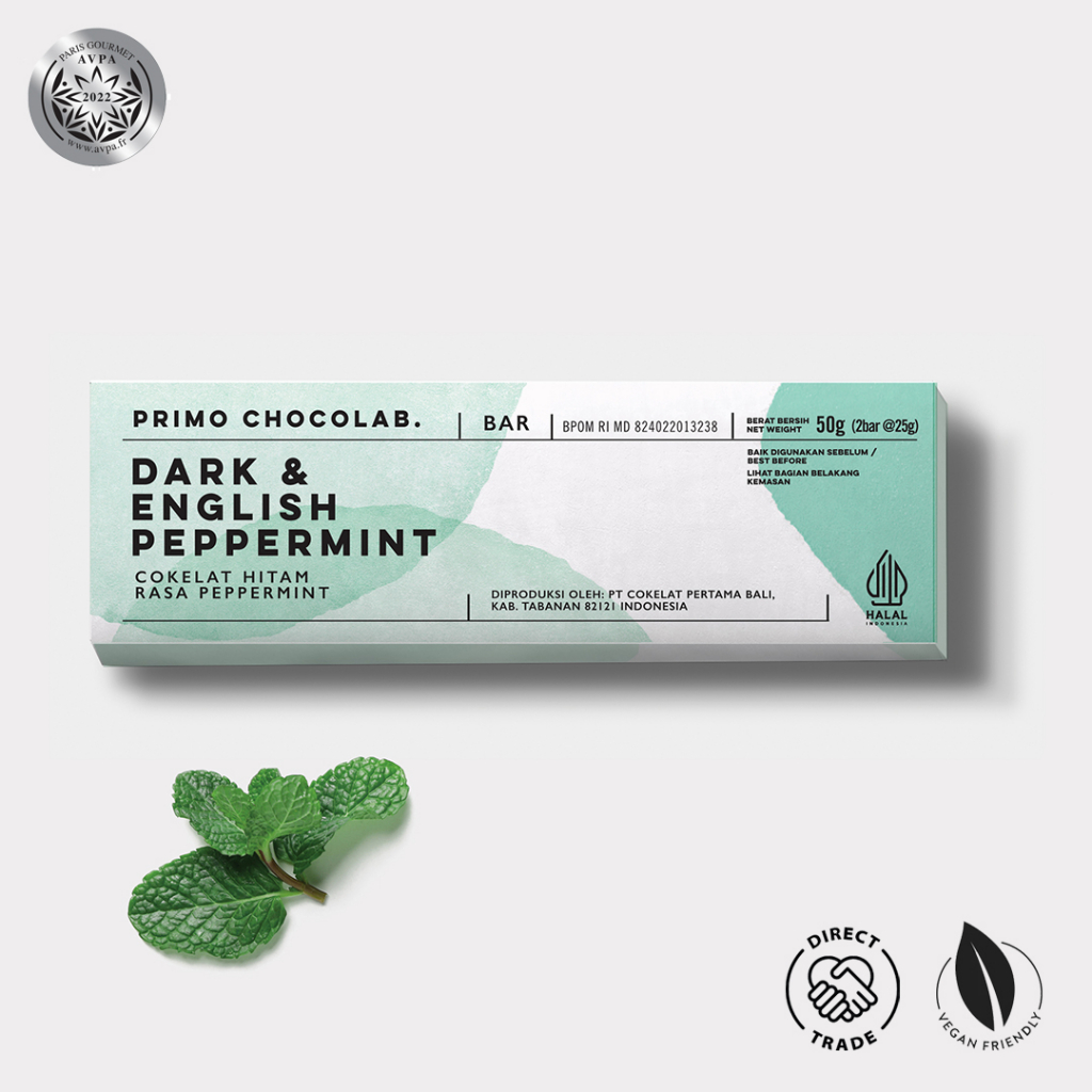 

Primo Chocolab Bali Dark Chocolate Bar - English Peppermint