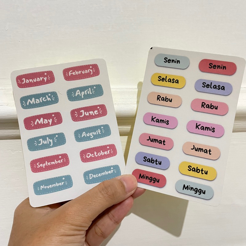 

setiker stiker label nama hari dan bulan dompet disiplin keungan dan jurnals