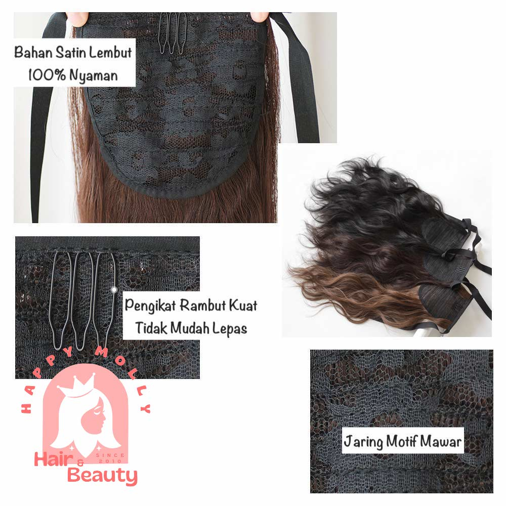 Hair Clip Ponytail Wig - Rambut Kuncir Ekor Kuda Fashion Wanita Korea - Curly - Hair Extension W8212 ( Group )