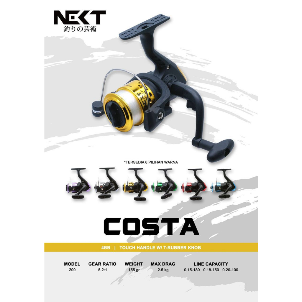 Reel Pancing Next Costa 200 Mini (4 Bearing) Bonus Senar Murah - Engkus Fishing