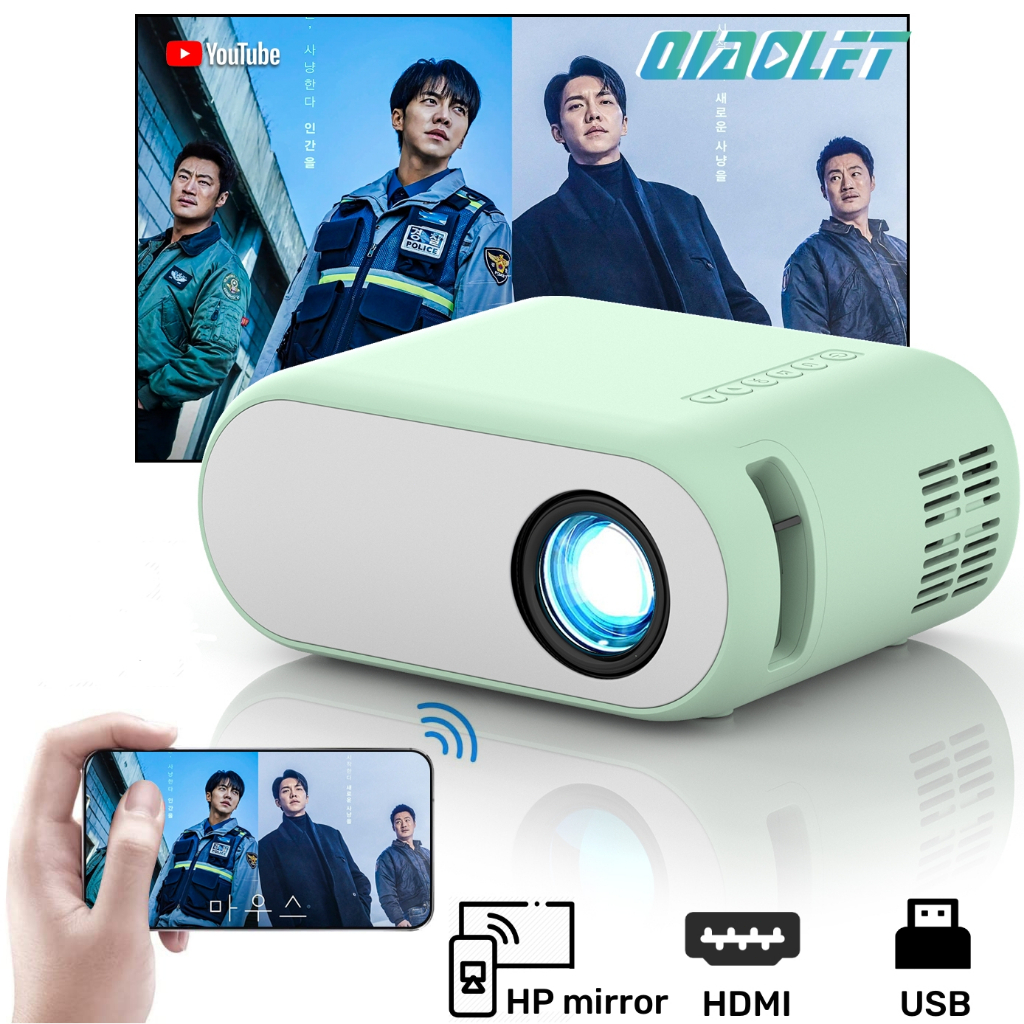 Qiaolet Proyektor Mini 2600 Lumens Portable Lcd Proyektor Mini Mendukung Koneksi Ke HP Laptop 1080P Projector Mini