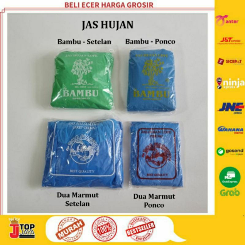 Jas Hujan Rain Coat Plastik Ponco Poncho Setelan Baju Celana Pria Wanita Universal Sekali Pakai Teba
