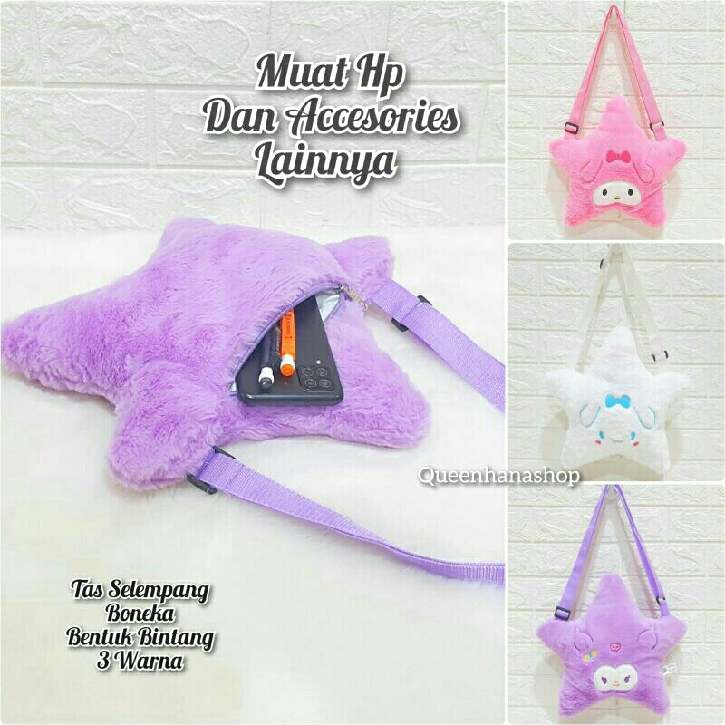 New Tas Selempang Boneka Bentuk Bintang Cute Karakter