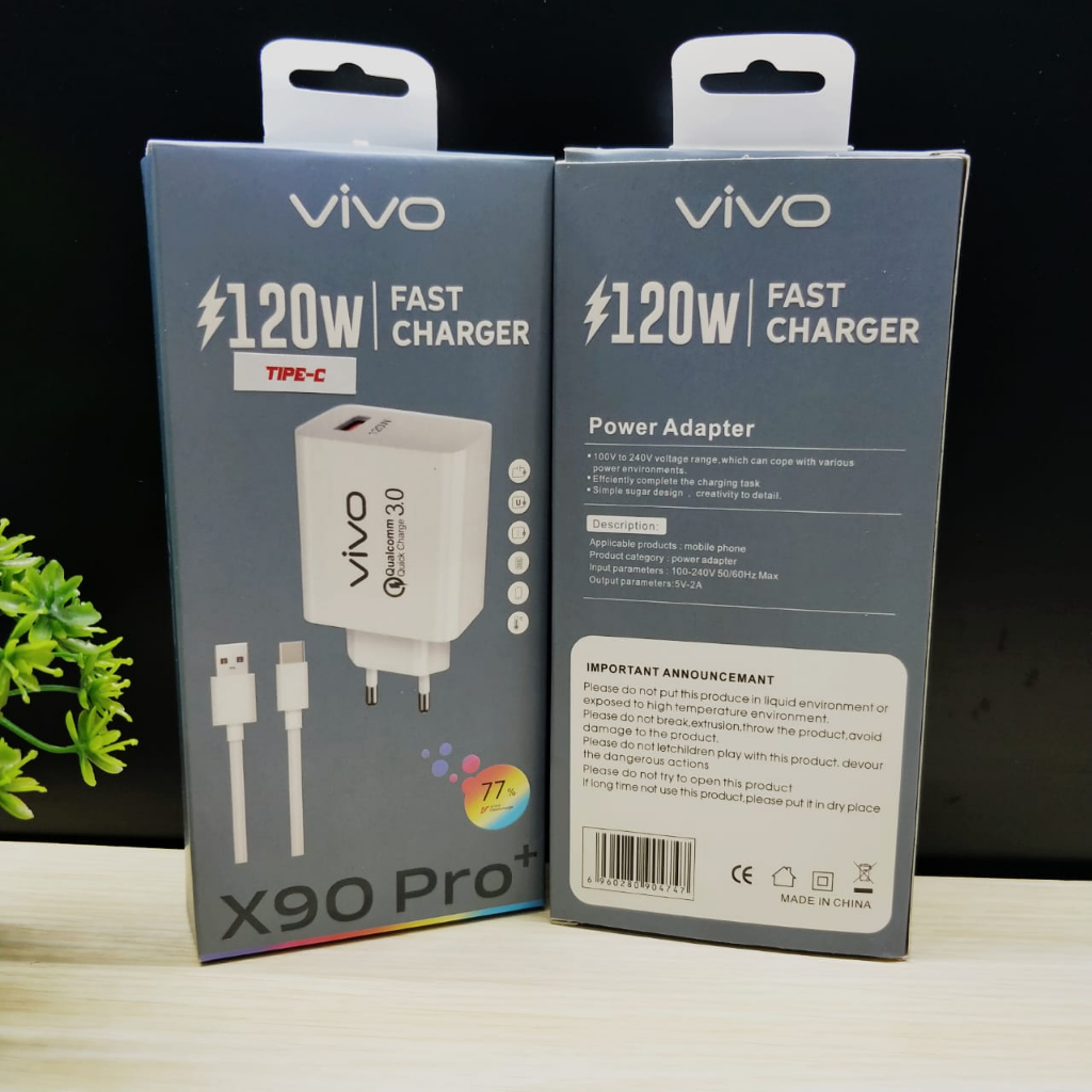 CHARGER VIVO X90 PRO 120W FAST CHARGING V8 MICRO TYPE C QC 3.0 Fast Charging Adaptor Type-C USB-A