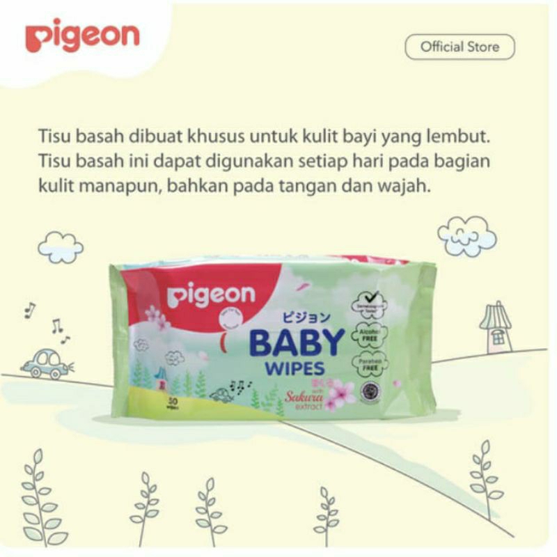 PIGEON BABY WIPES SAKURA 50S BUY1G1