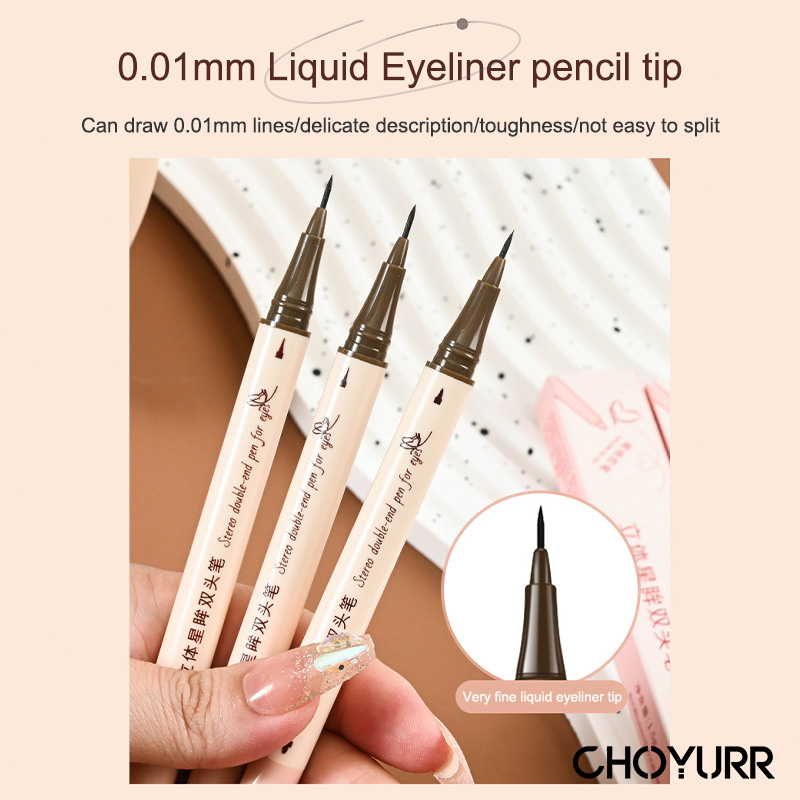 【COD】2 In 1 Lying Silkworm Pen / Eyeliner Brown Black Double Head Waterproof Tahan Lama -CH