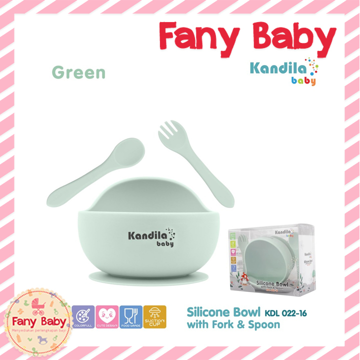 KANDILA BABY SILICONE BOWL WITH SPOON AND FORK SET / KDL 022-16