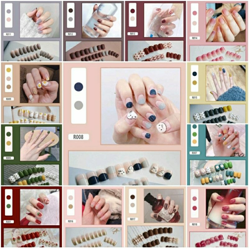 24 PCS KUKU PALSU + LEM | BERMOTIF | FAKE NAILS KARAKTER