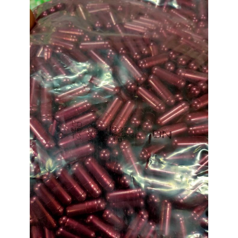 cangkang kapsul kosong maroon metalik ukuran 0