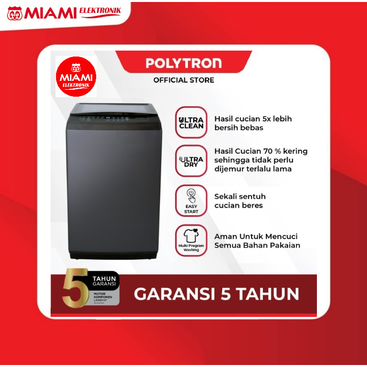 POLYTRON PAW 8029Y / PAW8029 Mesin Cuci 1 Tabung 8 KG