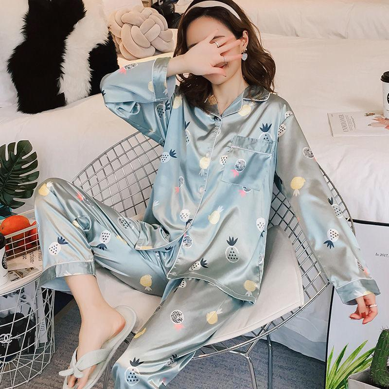 Ready Stock!!! Baju Tidur Piyama Set Bahan Satin Motif Lengan Panjang Celana Panjang / Piyama Import / Super High Quality / Baju Tidur Import / Baju Tidur Murah / Piyama Set / Baju Tidur Set