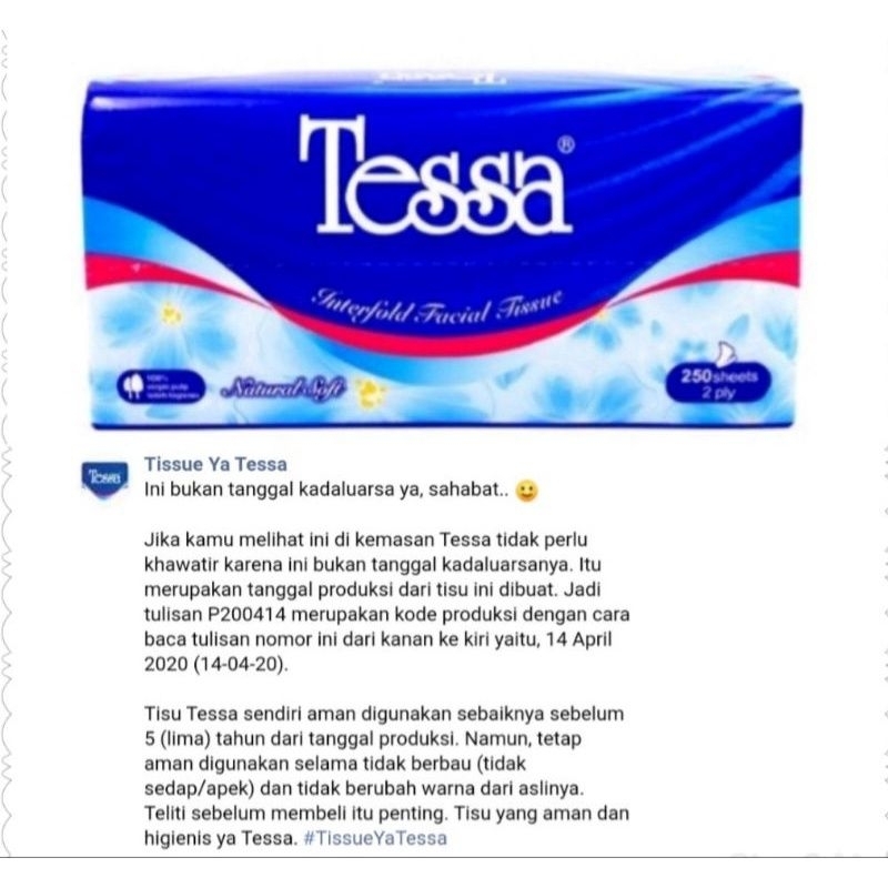TISU TESSA 250Sheet/tisu tesa/tesa bantal/tissue wajah