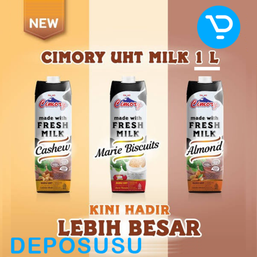 CIMORY SUSU UHT 1 Liter MARIE BISCUITS CHOCOLATE CASHEW COKLAT ALMOND