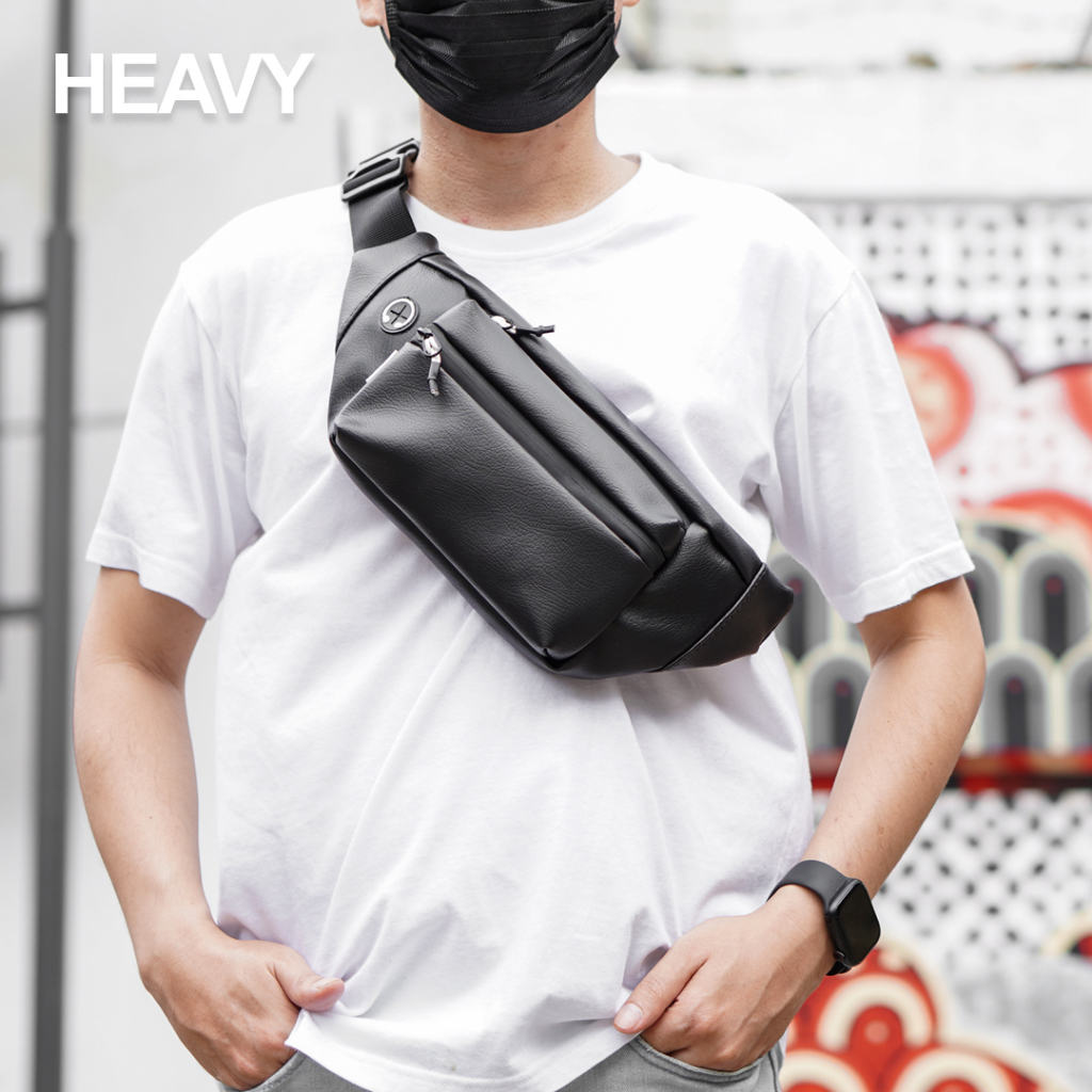 TAS SELEMPANG PRIA HEAVY.BAG. WAIST BAG HEAVY( WATERPROOF) anti air