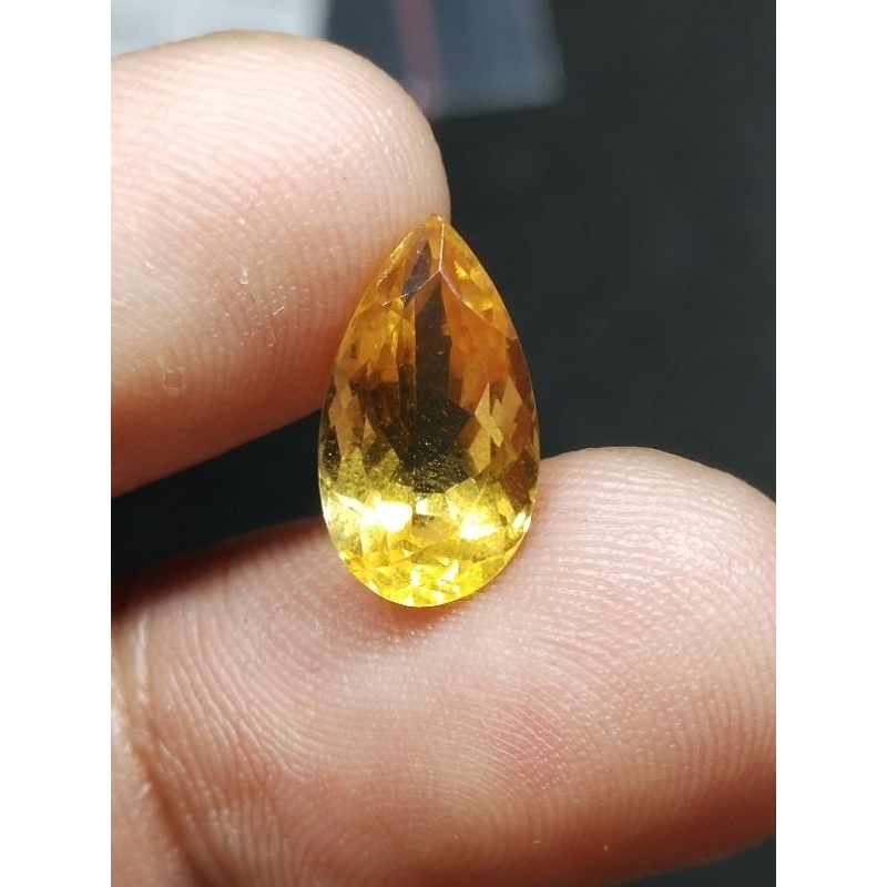 Natural Citrine Kecubung Kuning Emas Kalimantan Borneo 13.5x7.5x6 mm 3.25 Ct Pear Cutting Asli