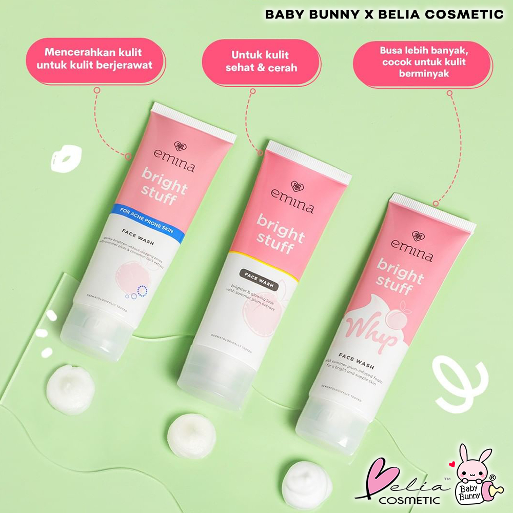 ❤ BELIA ❤ EMINA Bright Stuff Series | Acne Prone | Face Wash Scrub Whip Foam | Toner | Moisturizer | Tone Up | Serum Wajah | Sheet Mask | Loose Powder