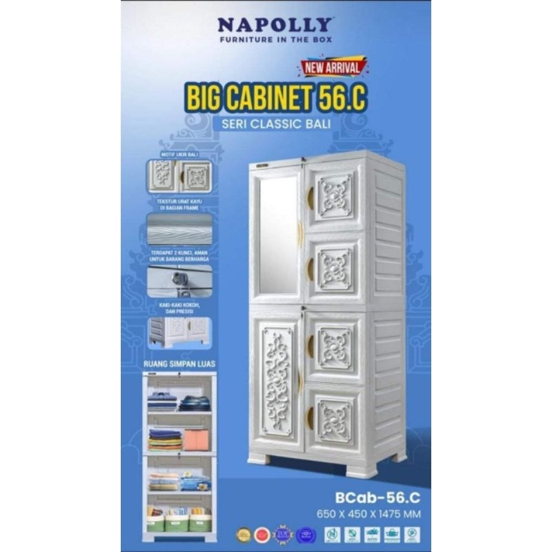 Lemari kaca Susun Pakaian Plastik Napolly 56C