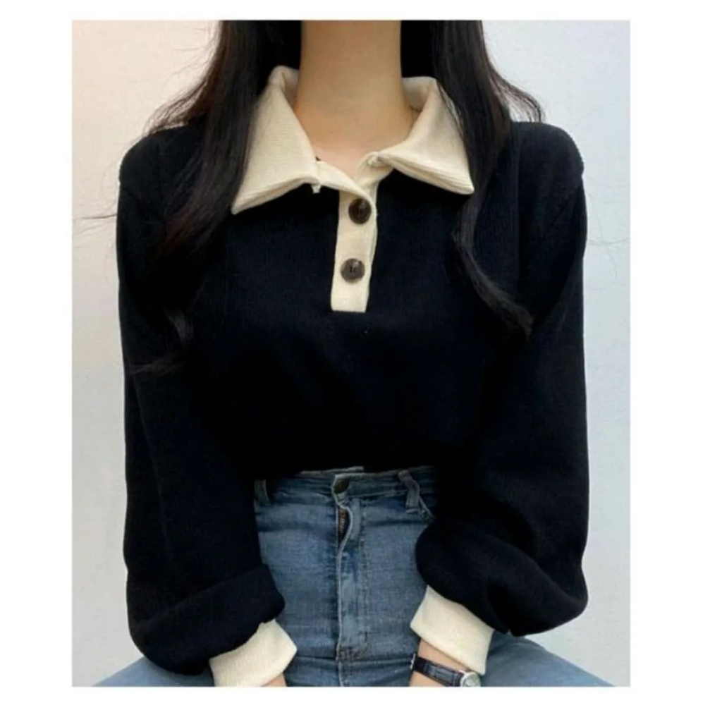 COLLAR GIRL SWEATER KOREAN STYLE FLEECE