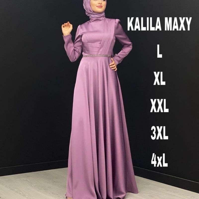 gamis terbaru 2023 lebaran wanita khalila drees bahan maxmara silk premium ukuran L XL XXL 3XL 4XL adem