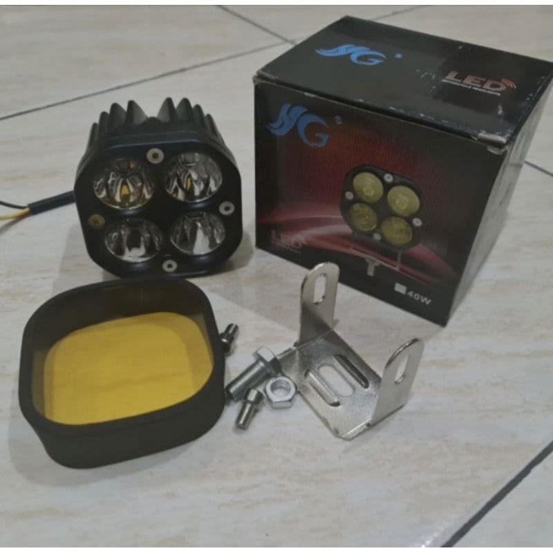 Lampu tembak LED cree 4 mata L4Z 40W HJG plus mika kuning DC 12V-60V