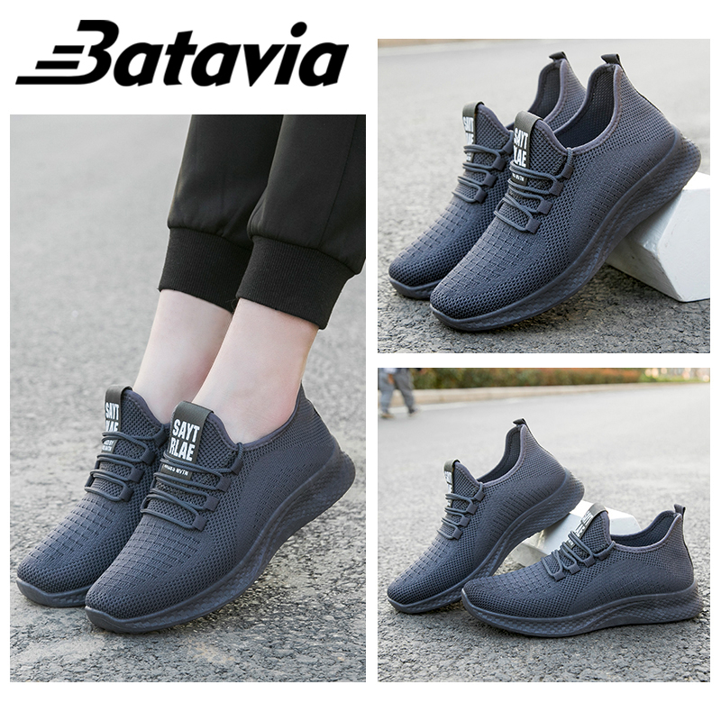 Batavia Sepatu Olahraga Pria Slip-On Tenun Terbang Mempesona Asli Sepatu Warna Solid Sepatu Keren Sepatu Ringan Sol Lembut Sepatu Pria B36