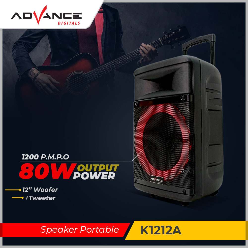 Speaker Bluetooth Advance K1212A Speaker 12 inch Speaker Meeting Speaker Portable 2 Mic Bergaransi 1 Tahun