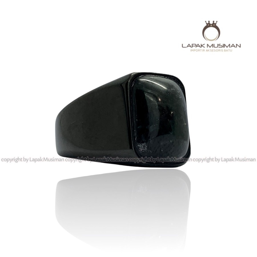 Cincin Pria Batu Keren Natural Giok Hitam Black Jade Asli Aceh