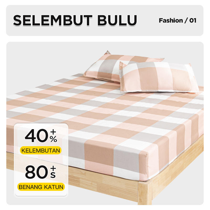 Sprei Aesthetic Motif Kotak-Kotak Bahan Poliester Halus 120x200