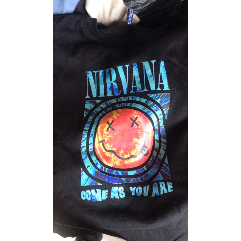 COD 9.9 Crewneck Sweater Nirvana Hitam Black Pria Wanita HnM H&amp;M Cream Unisex Cowok Cewek Full Tag