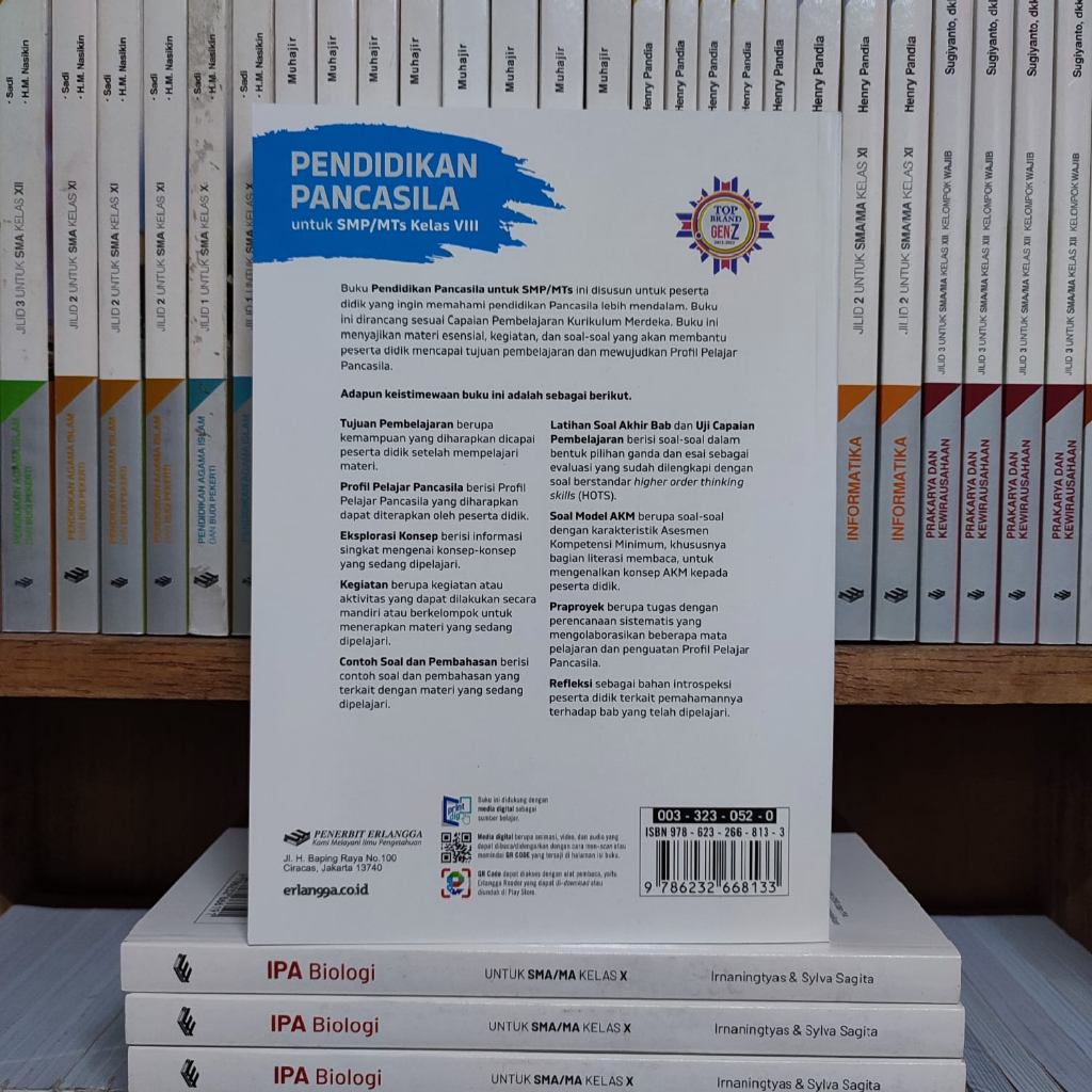 Buku Pendidikan Pancasila Kelas 2 SMP Kurikulum Merdeka Erlangga