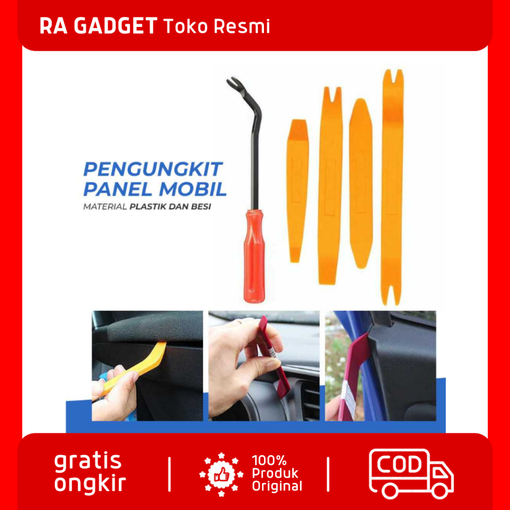 Pengungkit Panel Mobil Car Removal Pry Trim Tool 5 PCS / Set Alat Reparasi Obeng Klip Clip Rivet Pla