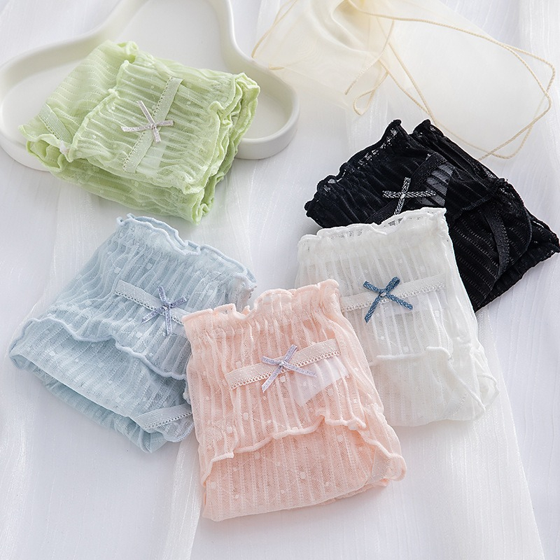 Celana dalam wanita cewek remaja bahan katun cotton import CD061 motif polos with lace motif pita