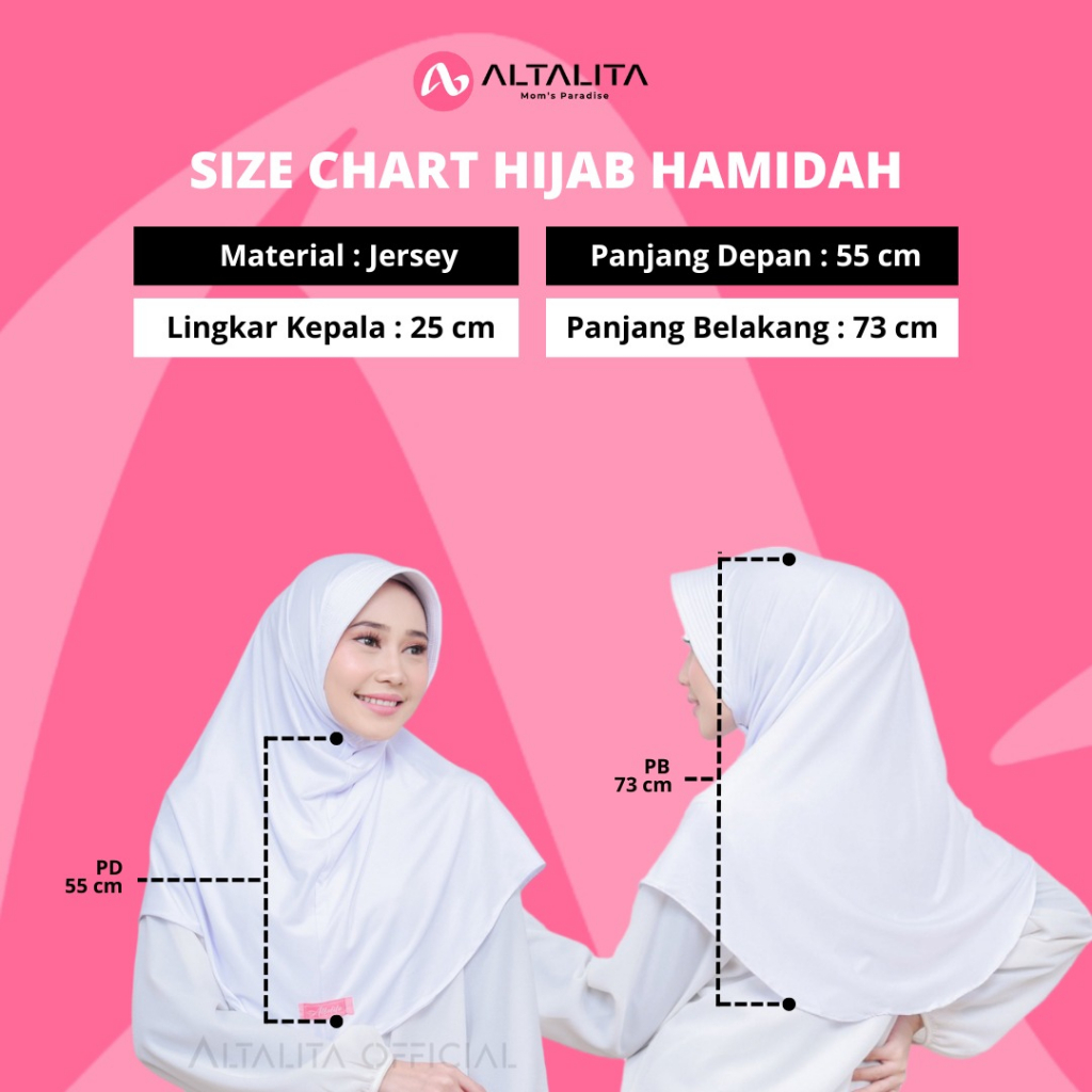 Altalita - Jilbab Instan Hamidah Jersey Menutupi Dada Untuk Sekolah Olahraga Sehari-hari