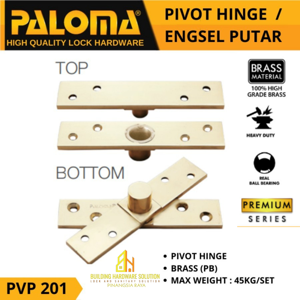 PIVOT HINGE ENGSEL PUTAR JENDELA BRASS GOLD PB EMAS PALOMA PVP 201