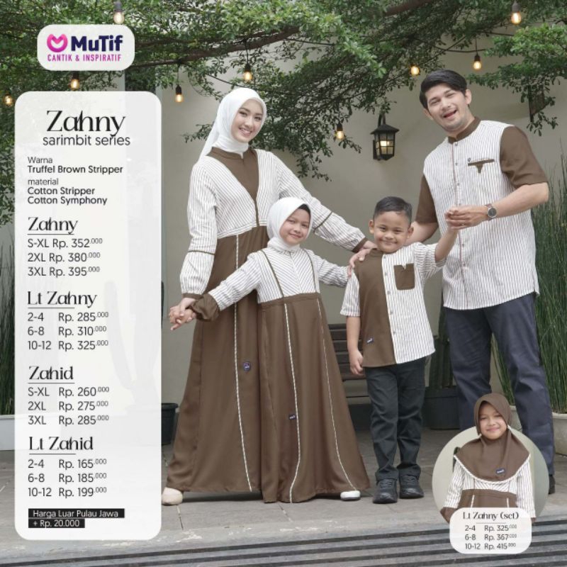 Sarimbit Mutif 2023 Sarimbit Zahny Brown Tuffle Brown Stripper Gamis Zahny Koko Zahid